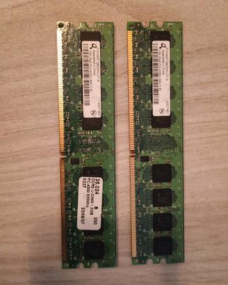  2 Schede di memoria ddr2 da 1 GB ognuna 