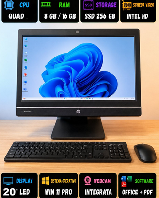 All in One HP Quadcore RAM Max 16GB SSD Win11