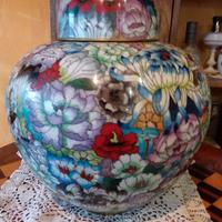 Vaso Cloisonné Fondo Celeste Con Fio