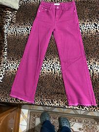 🌸 Jeans Larghi/Wide Leg Fucsia a Vita Alta