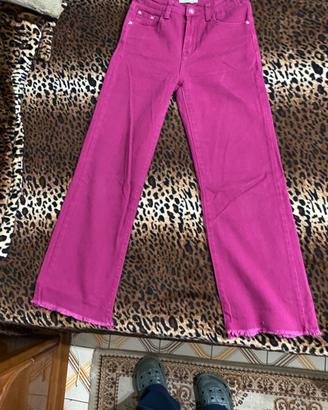 🌸 Jeans Larghi/Wide Leg Fucsia a Vita Alta
