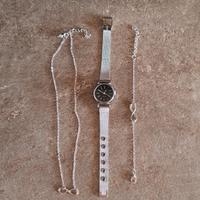 Orologio da polso con braccialetto e collana 