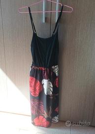 Vestito nero Don Pablo, abito lungo con foglie 