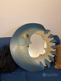Specchio Sole e Luna Vintage in Legno