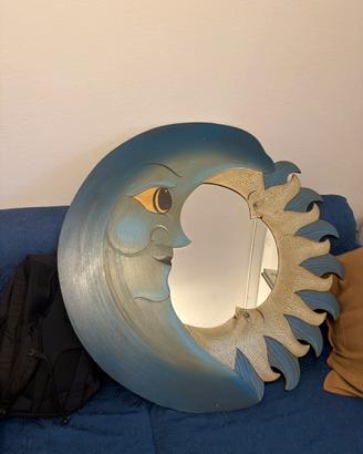 Specchio Sole e Luna Vintage in Legno