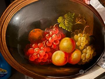 Quadro ovale natura morta con frutta