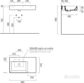 lavabo GSI Kube appoggio a DX