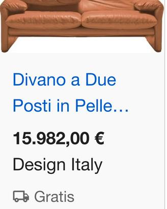 Maralunga divano in vera pelle design Magistretti