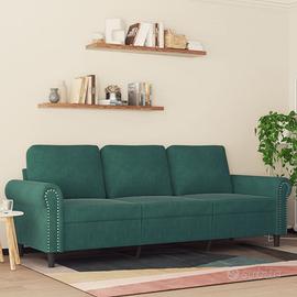 Divano 3 posti in velluto verde scuro 180 cm
