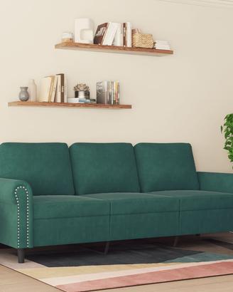 Divano 3 posti in velluto verde scuro 180 cm