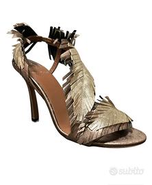 Scarpe gioiello donna sandolo Piuma Oro Bronzo n39