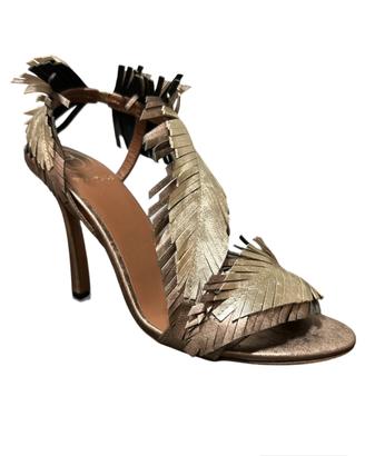 Scarpe gioiello donna sandolo Piuma Oro Bronzo n39