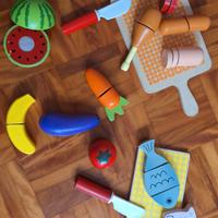 set gioco cibi in legno da affettare