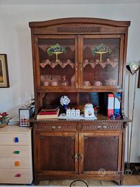 Credenza Armadio Madia in legno 2 ante con vetrina