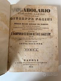 "Vocabolario Italiano Latino" antico 1854