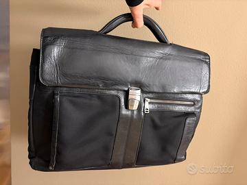 Cartella valigetta Piquadro nera pelle e tessuto