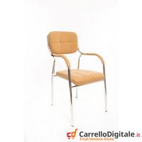 Sedia cromata imbottita per ufficio e ospite beige