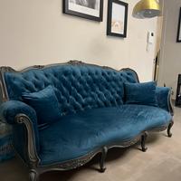 Divano vintage velluto totalmente ritappezzato