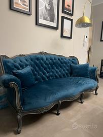 Divano vintage velluto totalmente ritappezzato