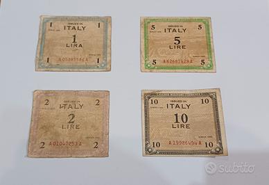 Lotto 4 banconote serie 1943 (monolingua)