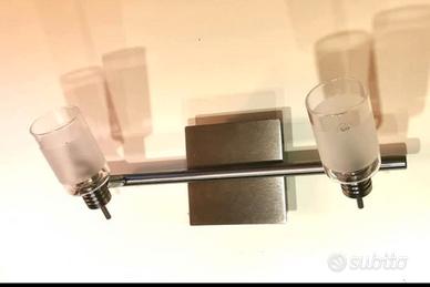 lotto faretti 4 doppi + 1 singolo acciaio+vetro