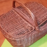 Cestino da picnic in vimini con doppio coperchio