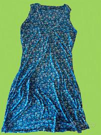 Vestito blu taglia L smanicato fantasia