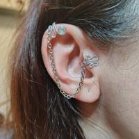 Doppio ear cuff  con catenella fatto a mano 