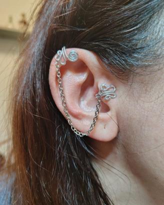 Doppio ear cuff  con catenella fatto a mano 