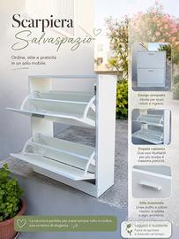 Scarpiera bianca a 2 ribalte
