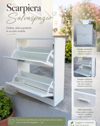 Scarpiera bianca a 2 ribalte