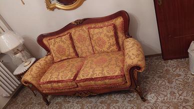 Divano barocco legno e tessuto