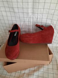 scarpe bordeaux con plateau Donna Più 