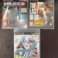 GIOCHI  PS3  LAST OF US - MASS EFFECT3- MADDEN