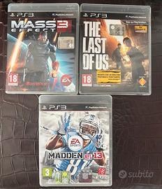 GIOCHI  PS3  LAST OF US - MASS EFFECT3- MADDEN