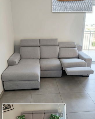 DIVANO GRIGIO GHIACCIO CON PENISOLA E SEDUTA RELAX