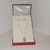 Pendente oro bianco 750 con quarzo 5 ct e diamanti