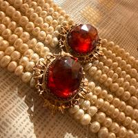 Parure Vintage Oro Rosa, Topazio e Perle di Fiume.