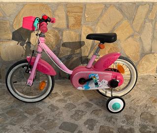 Biciletta bambina B'TWIN 14" unicorno rosa