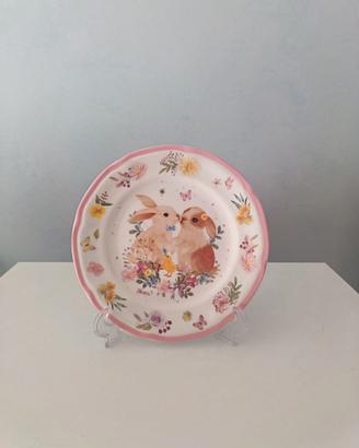 Piatto decorativo a tema pasquale con piedistallo