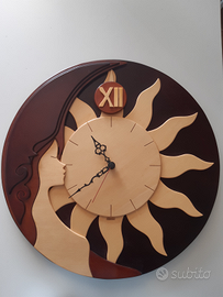 Orologio da parete in legno fatto a mano