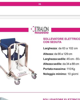 Sollevatore elettrico etralon con seduta