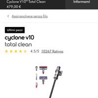 Aspirapolvere senza filo Dyson Cyclone V10 Total C