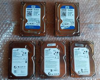 Lotto 5 HDD Hard disk 3.5" da 500gb WD/Seagate