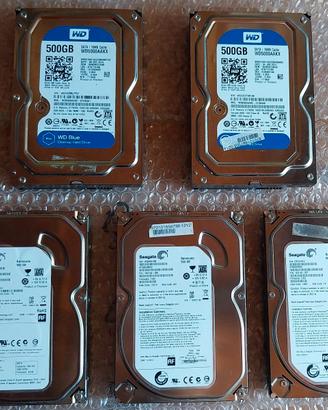 Lotto 5 HDD Hard disk 3.5" da 500gb WD/Seagate