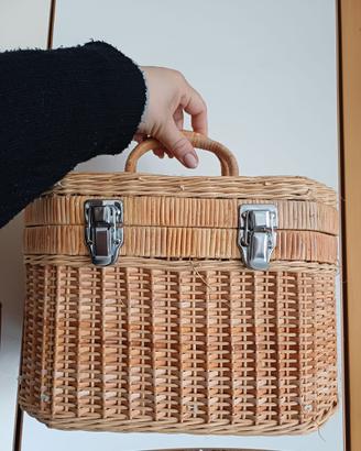 Cestino Pic Nic Rattan Vimini anni 60