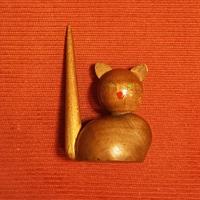 GATTINO PORTA ANELLI IN LEGNO - ANNI '60