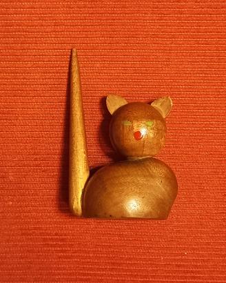 GATTINO PORTA ANELLI IN LEGNO - ANNI '60