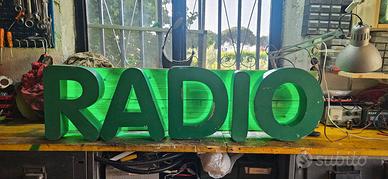 INSEGNA LUMINOSA VINTAGE SCRITTA "RADIO" RECUPERO