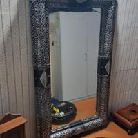 Specchio Marocchino In Argento e Pelle del Marocco